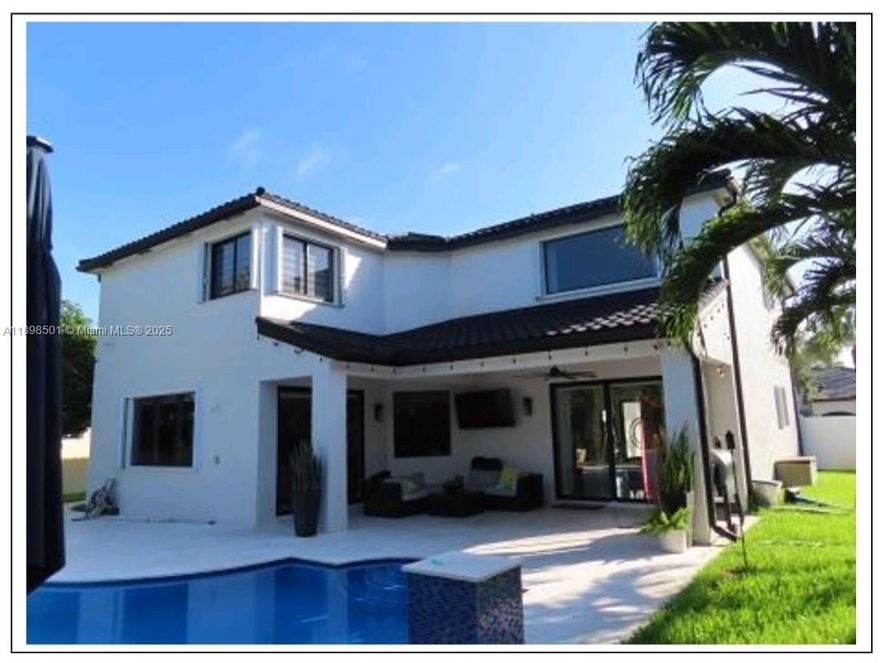 Beautiful and comfortable house...Gated community of The Estates of Pembroke Shores! This spacious residence features a beautifully updated first floor with elegant porcelain flooring and a fully remodeled modern kitchen w/ quartz countertops, stainless steel appliances, and sleek cabinetry. Generous layout includes large bedrooms and a luxurious primary suite w/walk-in closet and spa-style bath upstairs. First floor has 1 bedroom or office and 1 full bathroom. Enjoy a private backyard oasis with heated pool, jacuzzi, perfect for relaxing or entertaining.