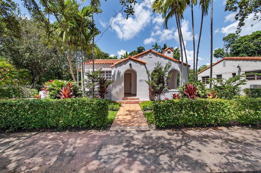 Beautiful Old Spanish 3 bed, 2 bath home in Coral Gables on the tree-lined Lorca St. Features a spacious open floor plan with living, dining, and family rooms, plus a charming fireplace in the living room. Large bedrooms with plenty of closet space for storage; the master includes a renovated en-suite bathroom and walk-in closet. Tile floors throughout. Enjoy a covered front porch, oversized lot with ample parking, and space for a pool. Perfect blend of charm and function in a prime location! Property has updated bathrooms, new kitchen appliances. PVC plumbing, updated electrical, a new tankless water heater & is situated on a lot larger than most in the area.  Very quiet and picturesque street!
