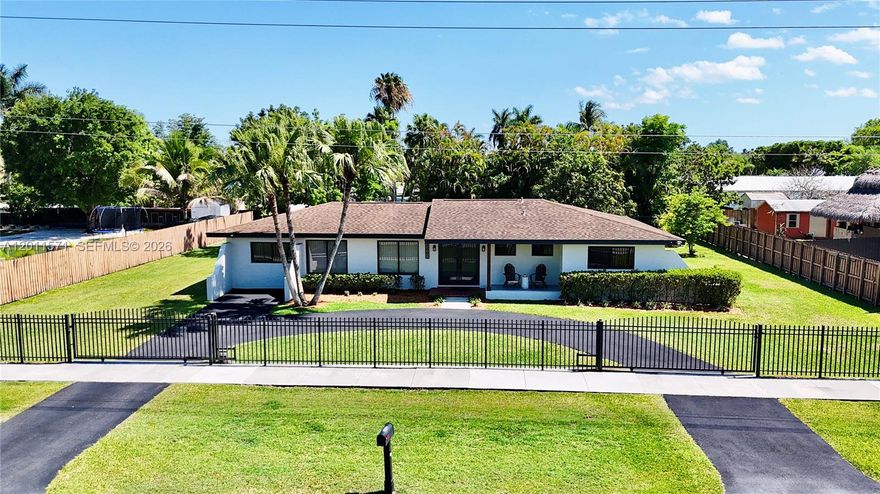 Welcome to this beautifully renovated 3-bedroom, 2-bathroom home with a office/den/playroom. From the moment you step inside, the open-concept layout and stunning kitchen make it clear: this one feels like home.

The stunning remodeled kitchen features a large center island and plenty of counter space; ideal for entertaining or everyday living. A tastefully updated laundry room and refreshed guest bathroom round out the interior upgrades, all finished with thoughtful attention to detail. Hurricane-impact windows and doors provide peace of mind.

Step outside and the lot steals the show. Fully fenced and gated with a circular driveway, there's ample room for your RV, boat, and even a future pool. Relax under the pergola, gather around the fire pit, or enjoy the screened-in patio, your backyard is ready for all of it. Also has mature fruit trees and a storage shed.

Ideally situated just down the street from South Dade Park and minutes from shopping, dining, and major highways ... all with no HOA and no CDD. This move-in-ready gem offers the space, freedom, and lifestyle you've been searching for. Come see it before it's gone!
