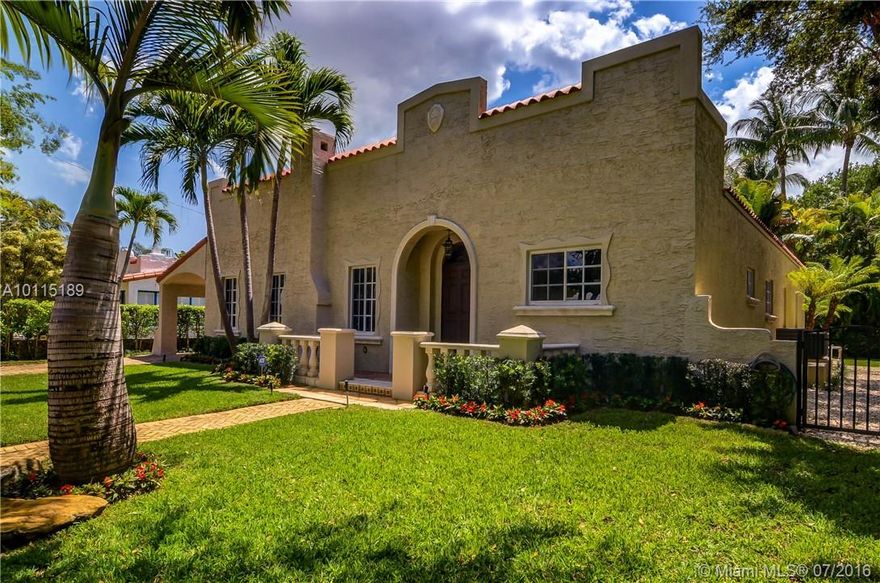 1924 Spanish, meets today's family demands. Beautifully renovated with high end designer finishes. Features include Chicago brick drive, 2 zone a/c, volume ceilings, glass impact doors, hardwood floors and marble foyer. Gourmet kitchen with Subzero and Wolf appliances. Home office/den with custom cabinetry. Master bedroom has walk in closet, ensuite marble bathroom with top of the line Neorest toilet and barn-style glass shower door. This pool home will provide comfort and entertainment year round.