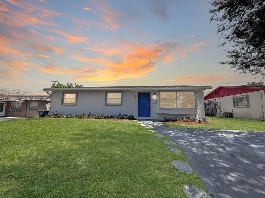 This single family home offers 3 bedrooms and 2 bathrooms and features a newer roof installed in 2024, brand new wood style laminate floors in the living area and an updated kitchen with white shaker cabinets and stainless steel appliances. The interior is enhanced with tasteful, lighting fixtures and ceiling fans giving the home a modern look. The home has been freshly painted inside and out and has great curb appeal from the outside and a light and bright feel on the inside. The living area is completed with a large picture window that allows for lots of natural light to flow in, a perfect space for reading your favorite book or watching the world go by. The home features accordion shutters for added storm protection and peace of mind. Situated on a spacious fenced lot the property includes a screened patio a walk in storage shed and plenty of yard space with room to add a pool. Recent updates include a new AC system installed in 2021 and a water heater installed in 2022. Conveniently located near dining shopping entertainment and parks.