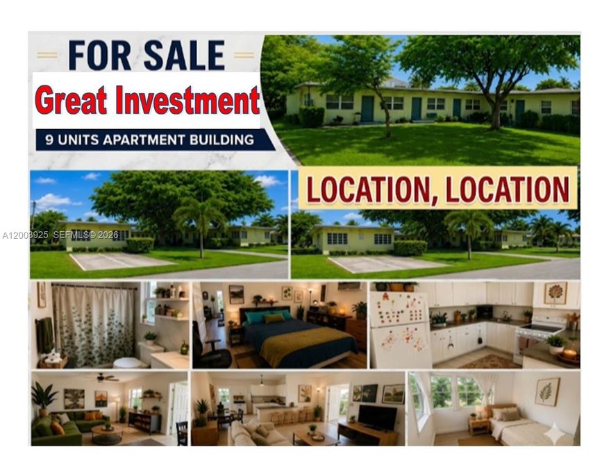 Opportunity to Acquire 9 Apartment Units on an Big Oversized 13,430 SF Lot (0.31 Acres) This is a rare value-add opportunity.

The property offers several recent improvements, including impact windows installed by the previous owner and a new roof completed in 2018. Interior finishes include a mix of vinyl flooring and tile flooring throughout the units. In terms of cooling, 2 units have split A/C systems and 7 units have window A/C units.

9 Assigned Parking Spaces

Current rents are below market, creating significant upside potential for a new owner.

The location is exceptional, and the redevelopment potential is tremendous. According to zoning, the property may allow for the development of a new 5-story multifamily building with up to 15.42 units and approximately 8,774 SF of building area.

Investment Highlights:

Strong value-add play through rent increases
Opportunity to modernize units and significantly boost NOI
Large lot offering future redevelopment optionality
Located in a prime rental corridor with strong demand fundamentals

This creates a rare covered land play — generate income today while planning a future redevelopment exit.

You’re not buying into a location — you’re buying into an established urban core.

Buyer must independently verify all zoning, density, and development potential with the appropriate zoning department and conduct their own due diligence.