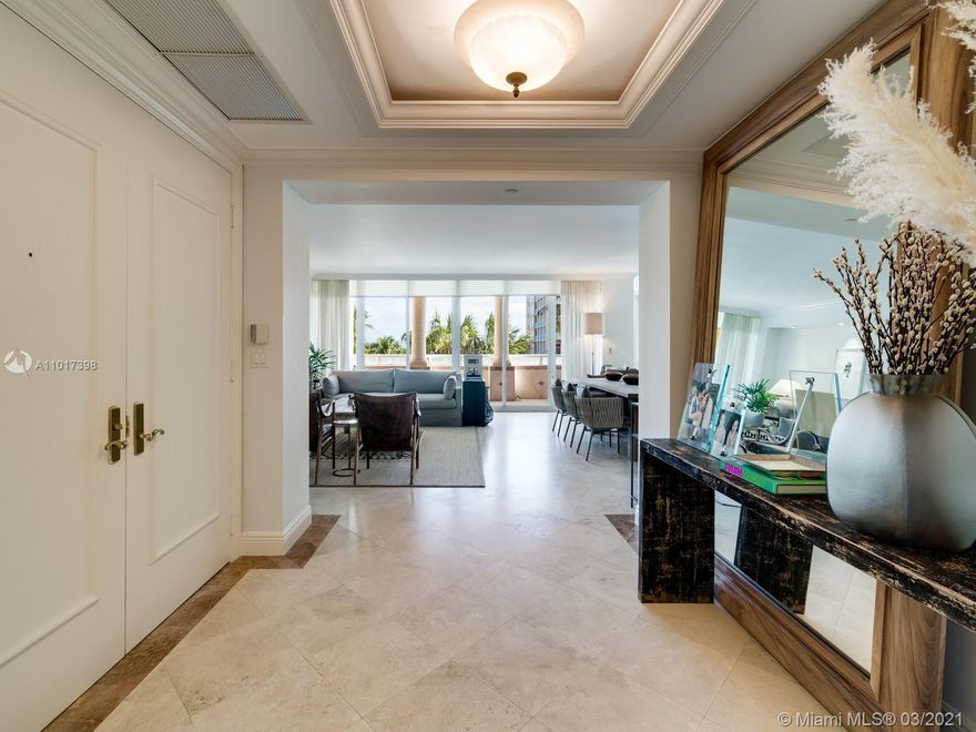 Amazing unit in the best resort lifestyle in Key Biscayne. This 3 bedrooms 4.5 bathroom corner unit offers generous sized bedrooms each with its own full bath, fabulous master suite with dual bathroom and 2 walk-in closets, large terrace overlooking lovely garden & pool with preferred southeast exposure, large laundry room and ample storage. Very spacious and bright with natural light with 2 assigned parking spaces and valet. Wonderful amenities, fitness center, pool and all the best. Just walk to the beach!