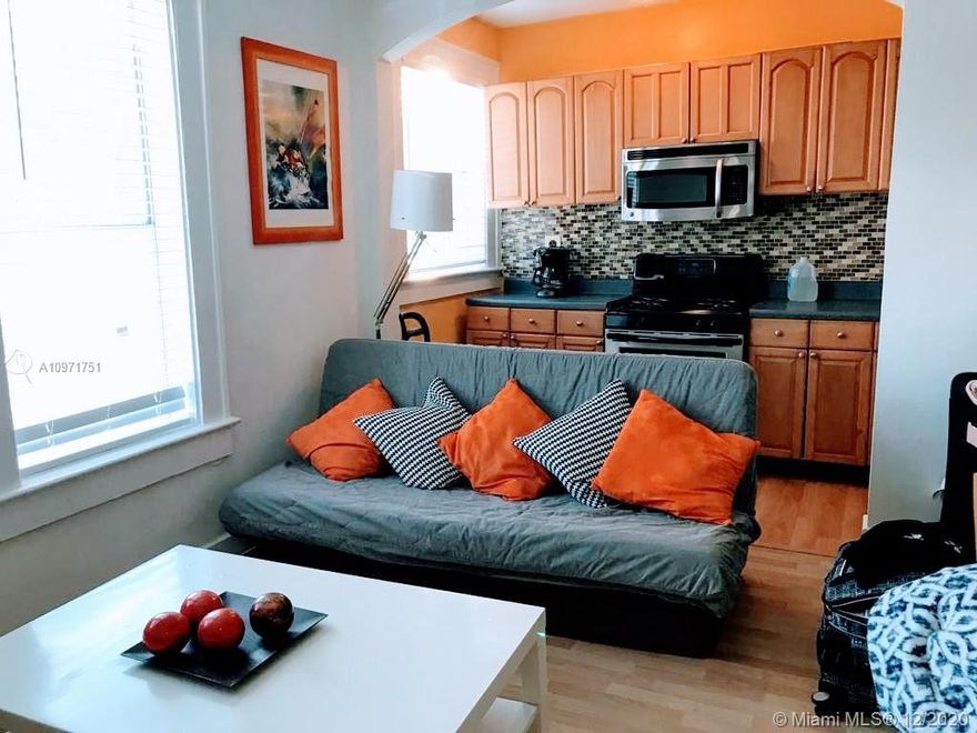 Charming fully furnished and bright STUDIO ZERO BEDROOM in historic Spanish Style building, few blocks from the beach in very quiet area. Nice kitchen with stainless steel appliances, wood floors and new A/C. Short walking distance from the new 5th & Alton Shops (Publix and Best Buy). Coin Laundry on site.No short term rentals as per association. 6 months minimum. Tenant application requires 3-4 weeks.