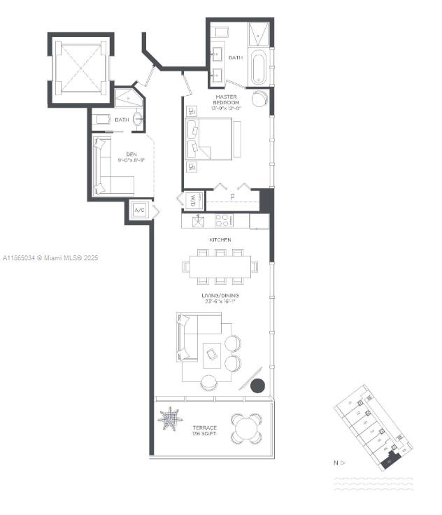 This stunning 1 Bed + Den, 2 full Baths corner unit at Edgewater neighborhood. The luxurious condo offers unobstructed, breathtaking views of Biscayne Bay and the Miami skyline from a wraparound terrace with glass railings, 9-foot high ceilings. Enjoy living with world-class amenities, including a resort-style pool, spa, BBQ grills, bowling lanes, state-of-the-art fitness center, tennis courts, theater room, wine room, cigar lounge, and more. The modern kitchen is equipped with high-end Bosch appliances and a built-in Sub-Zero refrigerator. Amara restaurant is just steps away, with additional dining, fitness, and entertainment options nearby in Midtown, Wynwood, and the Design District. Monthly HOA is $713 + Master HOA $535.