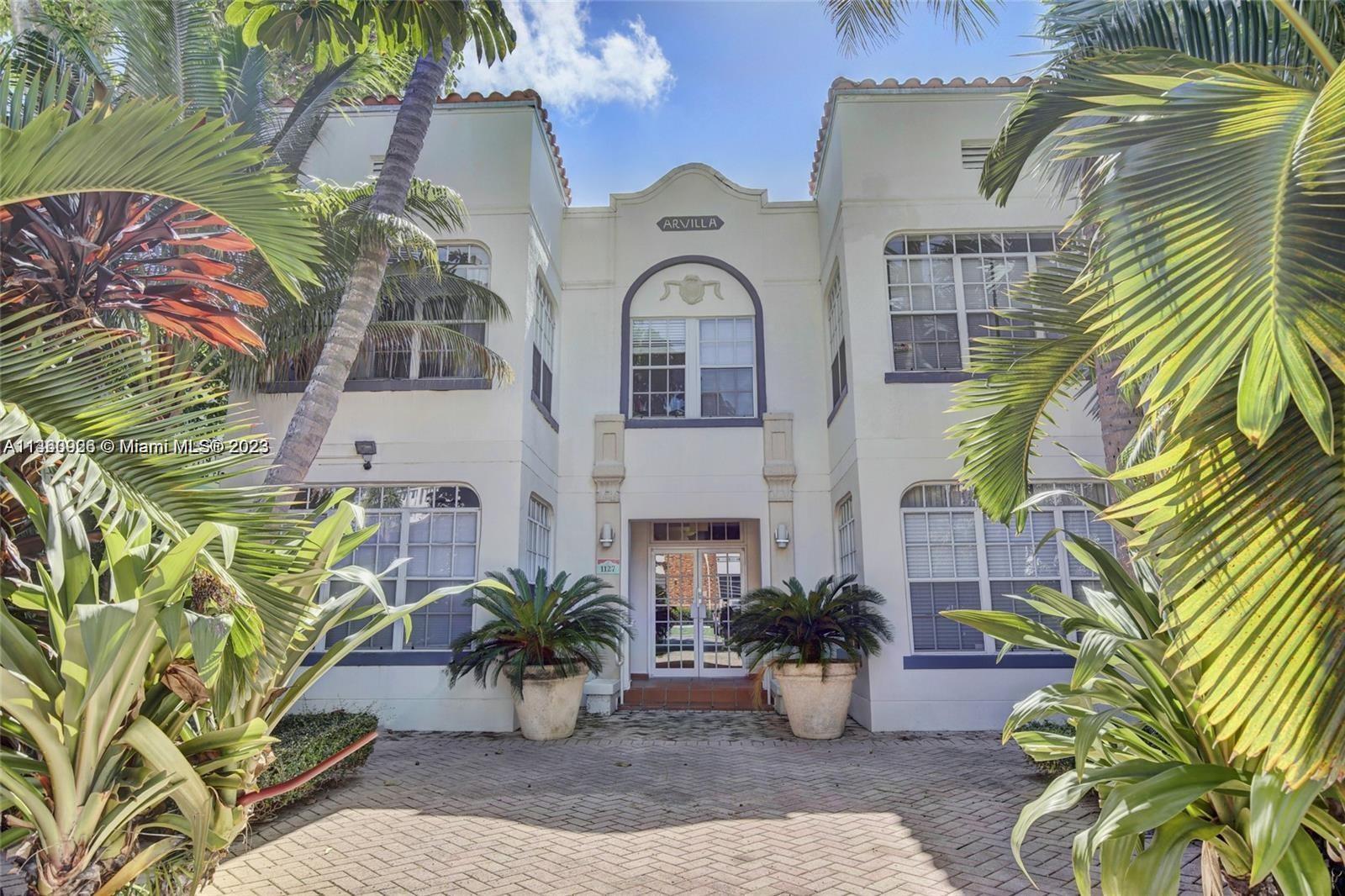 Fully furnished 2 beds/1 bath in a Spanish Revival building with assigned parking & renovated interior, abundant windows & light, tree-top views! It features lovely wood floors, newer open kitchen with SS appliances, elegant french doors and tons of closet space. This boutique 10-unit building has tropical courtyard garden, on-site laundry and is only 5 minutes walk from the ocean, Lincoln Rd, Ocean Dr, Flamingo Park and world class shopping and dining.