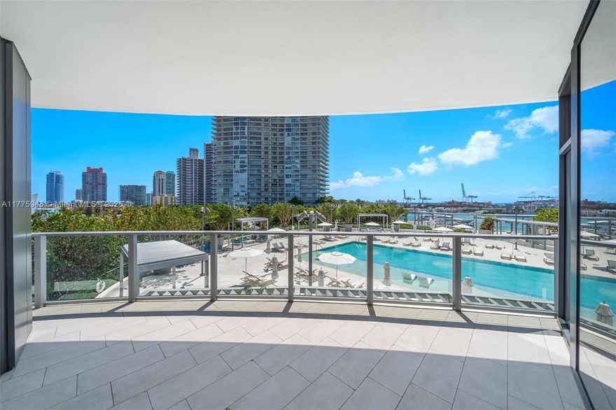 Never-lived-in, spacious and bright corner 3 bedroom, 3.5 bathroom residence with 10 ft ceilings at Five Park - the newest luxury residential tower in Miami Beach. 2,178 sq ft of interior space, complemented by 900+ sq ft of wraparound terrace. Beautiful views of South of Fifth and the Bay. Open living space, white oak Italian kitchen with quartzite countertops and Gaggenau appliances, marble primary bathroom. Five Park is a full service luxury building, offering its residents all amenities including private beach club via house car, 2 pools, gym, spa, on-site restaurant and more. Most sought-after location in Miami due to proximity to restaurants, beach, parks, gyms etc. New building, opened in November 2024.