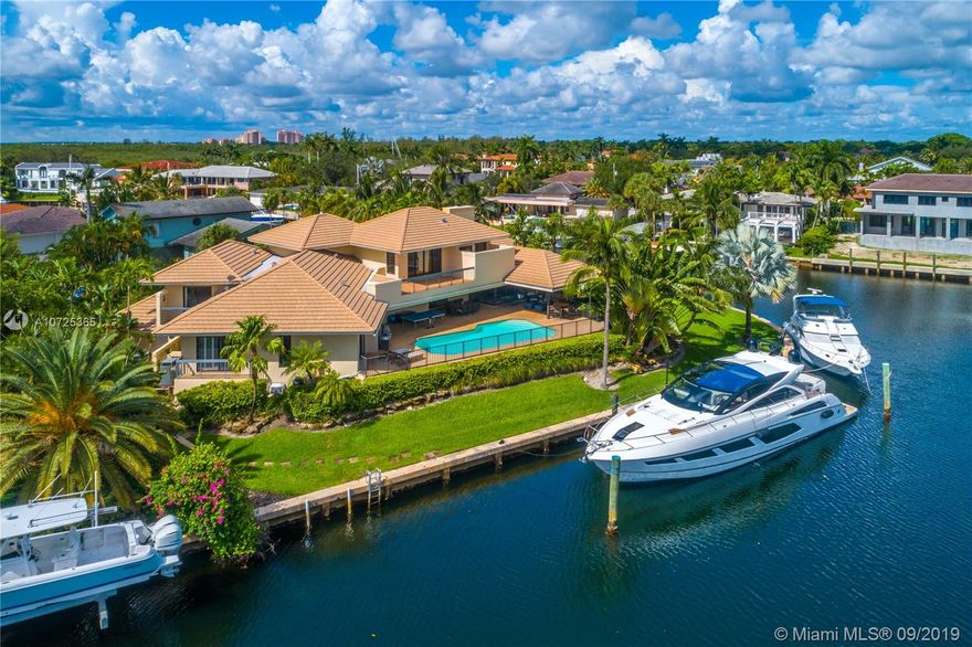 Rare opportunity to own a Frank Lloyd Wright inspired waterfront home in the exclusive guard gated community of Gables by the Sea. Situated on a generous 20,385sf lot with 240ft of water frontage, no bridges & only 3 minutes to the open bay, this gem is a true yachtsman&#x2019;s paradise. This warm and inviting residence offers bay views from almost every room allowing for natural light to flow throughout the home. This is the perfect waterfront home for year round entertainment. Enjoy sights of dolphins and manatees while relaxing in your private backyard oasis. Also featured are a 2-car garage with wide driveway for extra parking spaces and a 2016 roof. Close proximity to nationally ranked schools, excellent hospitals and shopping.