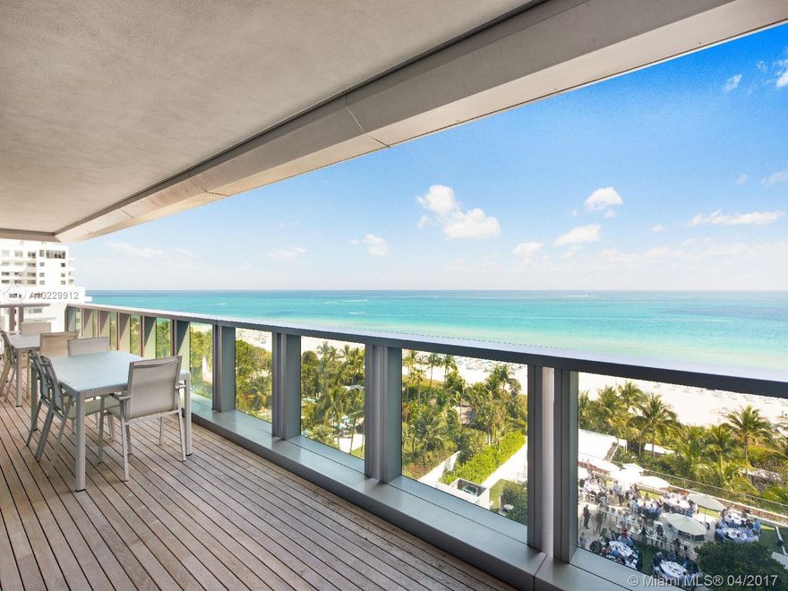 From the first moment you walk into the living room an expansive Atlantic Ocean greets you as far as your eyes can see. With impeccable attention to detail, this 3 bedroom, 3.5 bath residence boasts 8.5 floor-to-ceiling windows that lead to expansive terraces directly facing the Atlantic Ocean. Featuring a private entry foyer, Brazilian teak floors throughout, Bulthaup open kitchens, translucent Italian white onyx and cast concrete in the bathrooms, all custom designed by John Pawson.