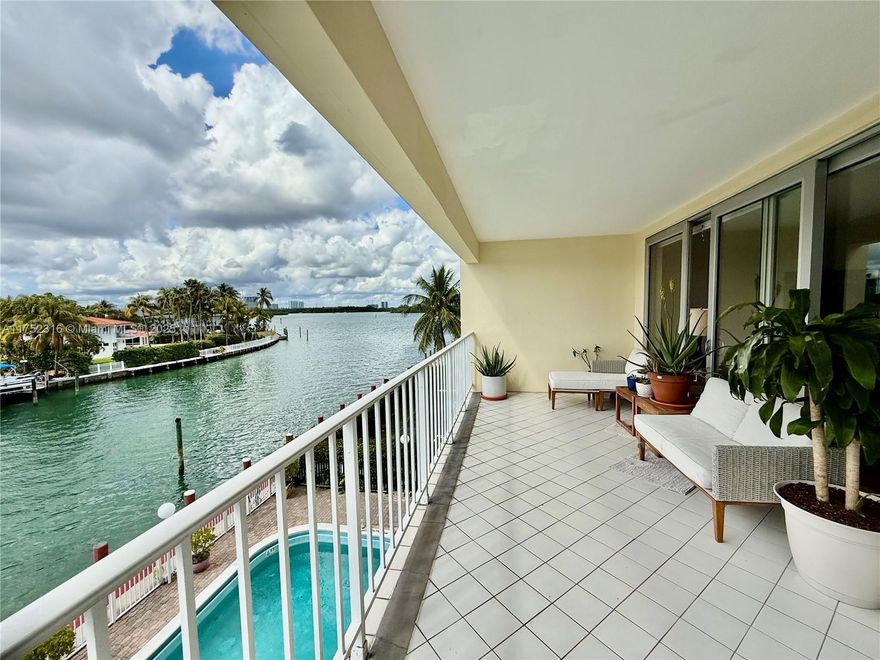 Stunning and spacious 2-bedroom, 2.5-bath SW corner, over 2,000 SF in an exclusive Bay Harbor waterfront boutique building. A rare opportunity to dock your boat and enjoy waterfront living at an unbeatable value—less than $500 per SF! The primary suite features two closets and a dual-sink bathroom. Recent upgrades include new hurricane-impact windows and doors, a new AC, and a new water heater. The building has passed its 50-year certification and includes two assigned parking spaces. Ideally located in charming Bay Harbor Islands, just minutes from Bal Harbour Shops, Surfside, the beach, top-rated schools, and places of worship. A true hidden gem and an incredible deal!
