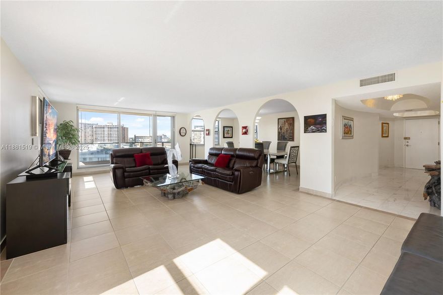Stunning Corner Unit Condo, Largest in the Building and Steps from the Ocean! Experience luxury coastal living in this exceptional 2-bedroom, 2.5-bathroom corner unit condo, the largest unit in the building! Boasting an open and airy layout, this home is bathed in natural light through its expansive impact windows, offering breathtaking city and partial ocean views. flowing seamlessly into the spacious living and dining areas. The primary suite is a private retreat with walk-in closet, complete with its own full bath. A convenient half-bath adds extra functionality for entertaining. Enjoy first-class amenities, including valet parking, located just steps from the beach, fine dining, and shopping, this one-of-a-kind residence offers unmatched space, style, and convenience.