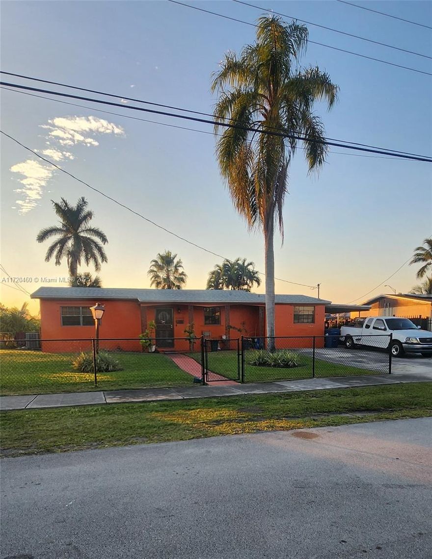 Great location near the Hard Rock Stadium. This 3 bedroom 2 bath home sits on a large lot backing the canal. The seller has planted many palm trees and upgraded the back yard into a private oasis. The interior features 3 bedrooms, an open kitchen and family room area. This home needs some TLC, but has a lot of potential. Roof was put on in 2021.  No same day showings and week day showings after 6pm only with anytime on the weekends. Listing agent must accompany. Please no blind offers..
***Owner may need at lease 2 weeks in property after closing***