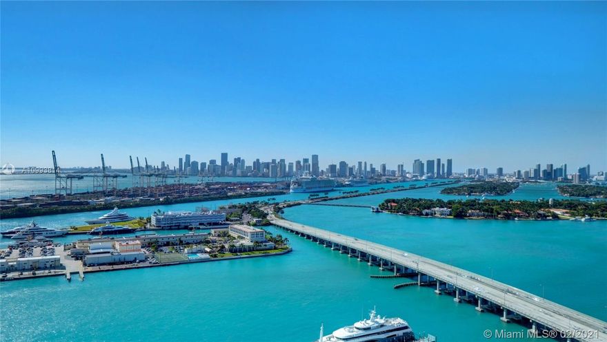 A private elevator foyer opens to a beautiful home in the sky offering breathtaking views from floor to ceiling windows of the ocean, Fisher Island, Downtown Miami and Biscayne Bay. This 4 bedroom, 5.5 bathroom unit featuring expansive balconies, and walk-in closets, is the largest floor plan in the building. Enjoy ultimate luxury living in this stunning contemporary unit at the exclusive Murano Grande in South Beach.