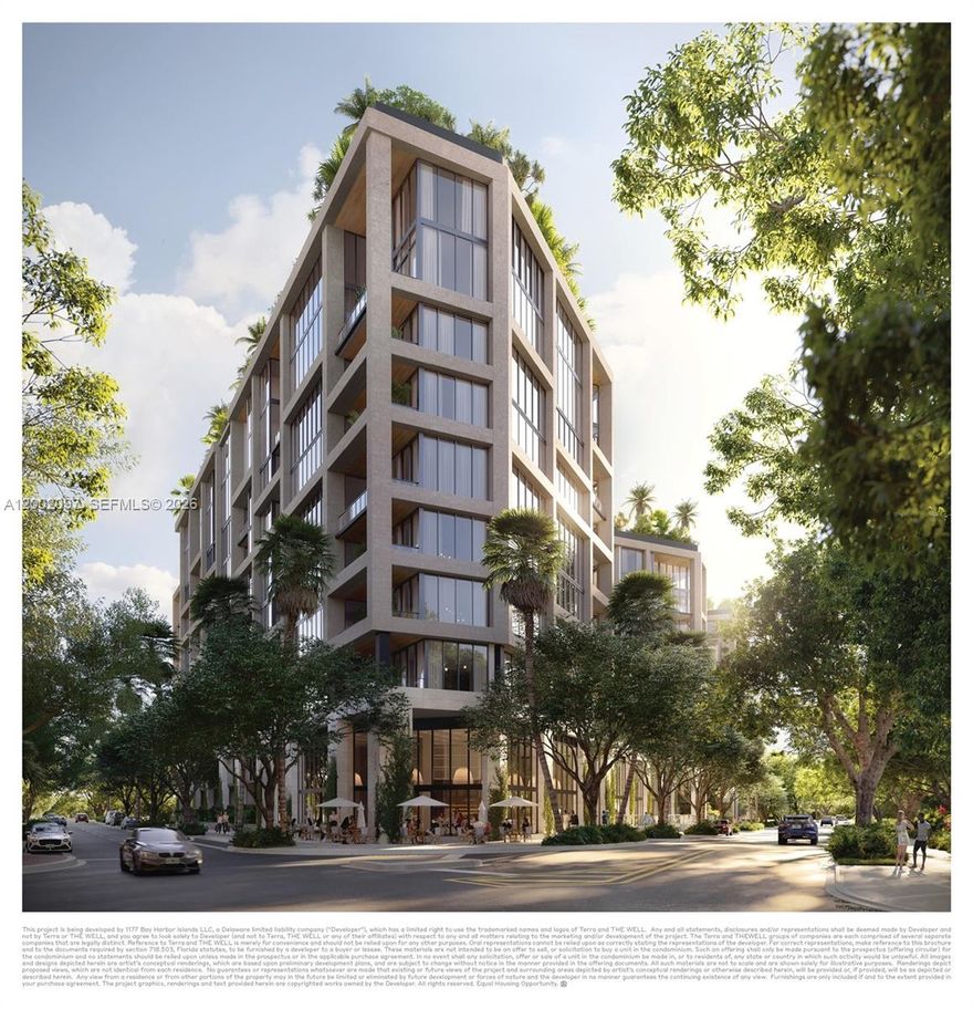 Brand new construction at THE WELL Coconut Grove. Residence 409S is a spacious and unique 2 bed + den offering 1927 sf of interior space and an oversized 200 sf terrace, totaling 2127 sf. Ideally positioned in a quiet area of the building, this residence features exceptional indoor-outdoor living. The Well offers over 60.000 sf of amenities, including a 13,000 sf wellness and fitness club and an incredible 40,000 sf rooftop with daily fitness classes, specialized services, and curated programs focused on longevity and well-being. Founding memberships to THE WELL club onsite are included with the purchase. Featuring 192 residences and over 100 unique floor-plans with thoughtfully designed wellness-focused interiors offering built in red light therapy, water filtration, lymphatic massage systems and more. Call listing agent for all available units and the latest inventory. 1-4 bedrooms available.