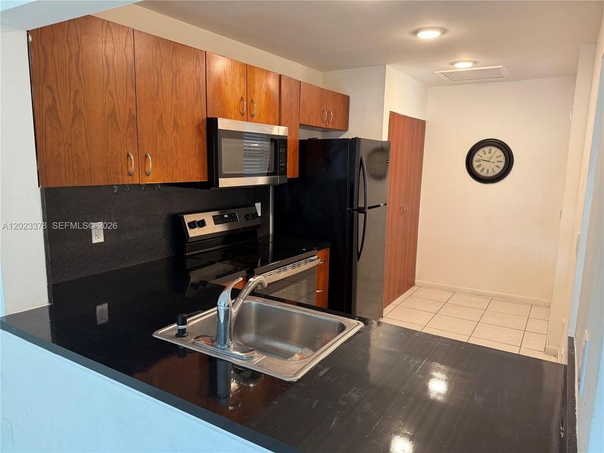 Charming, spacious and bright 2/2 condo in a gated community. Ideally located near I-95, US-1, Aventura Mall and the beach. Unit features functional space kitchen with new oven and dishwasher. Tile flooring throughout, updated bathrooms, in unit brand new washer dryer for your convenience and a nice patio to enjoy your morning coffee.  New Roof finished in 2026 will give you piece of mind for years to come. Low HOA , perfect for first time buyers or investors. Can be rented right away.
Building is past due their 40 year recertification. Works are in progress but please check your lender requirements.