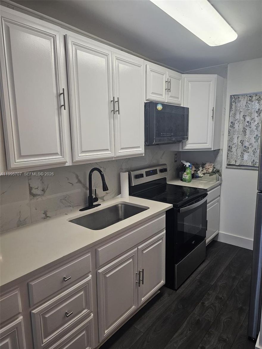 Remodeled first-floor corner unit in excellent condition. Features a large balcony and 1 assigned parking space next to the unit. Great Hialeah location near major highways, schools, shopping, and restaurants. Move in with first month and security deposit only.