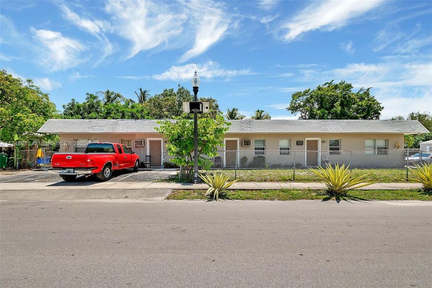 HOT AREA! This legal FIVEPLEX consists of three 1/1 & two studios. A unique property to own in booming and developing Progresso Village, close to downtown Ft Lauderdale. AirBnB potential, no rental restrictions! Adjacent to the popular 'ALDI' supermarket & WAWA. Newly built Townhomes, new construction, rezoning and development nearby. This property is worth its land value many times (zoned RMM-25)! Well maintained, tenants are long-term, on annual leases. FULLY OCCUPIED. The Yearly Rental Gross Income for 2022 was $74,856 & for 2023 was $85,982. Will continue to GROW! Complex has a Laundromat (one coin washer & dryer) generating extra income. Expenses include Lawn, Water, common electric, Insurance & Property Taxes. Tenants will NOT be disturbed. Proof of Funds MUST accompany offer!