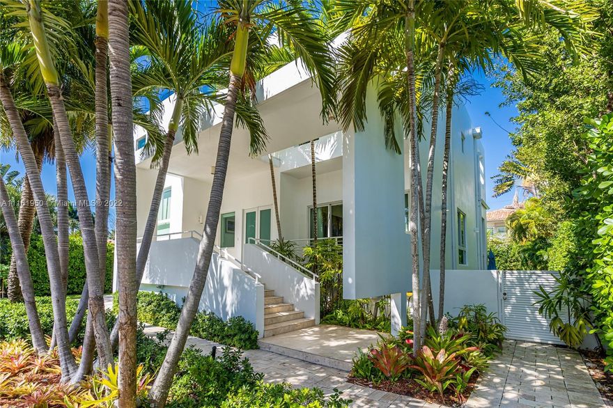 Beautiful modern home located in the heart of Key Biscayne just steps away from Harbor Drive and brand new Harbor Park. The property features 5 bedroom and 5.5 bathrooms. Very spacious and bright, ample living area overlooking a covered terrace on the pool. The large kitchen opens to a big dining area facing the garden that could be easily converted into a family room. Guest bedroom/home office with private bathroom located on the mezzanine. Separate home entrance from carport with lots of extra storage. On second level you will find the master suite and 3 other bedrooms with en suite bathrooms. A big terrace outside the master bedroom connects to the rooftop overlooking the key