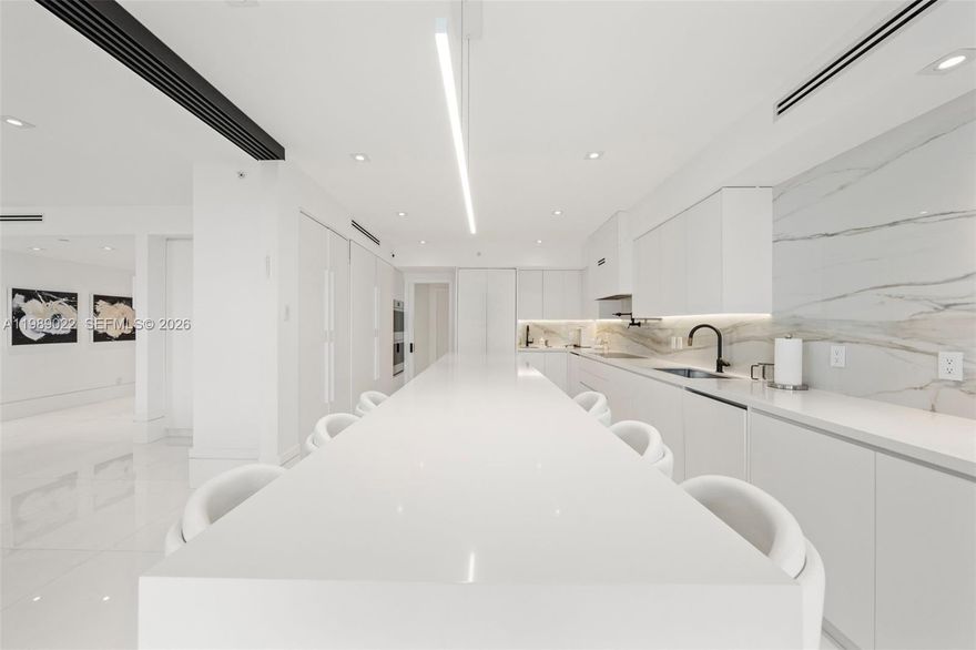 Experience elevated oceanfront living at Bal Harbour Tower in this completely renovated, turnkey residence offering 3,670 SF plus a private cabana. A private elevator opens directly into an impressive foyer, setting the tone for the expansive and meticulously redesigned interiors.
This 4-bedroom, 4.5-bath home features an oversized primary suite with dual walk-in closets and a spa-inspired his-and-hers bathroom. Every detail has been curated with high-end finishes, delivering a seamless blend of sophistication and modern comfort.
The chef’s kitchen has been fully reimagined with custom Ornare cabinetry and top-of-the-line Sub-Zero refrigeration, complemented by premium appliances throughout. Brand-new impact windows and sliding glass doors enhance both security and energy efficiency.
Expansive terraces offer sweeping, unobstructed views of the Atlantic Ocean, Intracoastal, and city skyline—creating the perfect backdrop for both relaxation and entertaining.
Residents enjoy world-class amenities including 24-hour security, concierge service, a state-of-the-art fitness center, spa, pool and beach service, as well as an exclusive on-site restaurant.
Ideally located just moments from the renowned Bal Harbour Shops, fine dining, and luxury retail, this residence represents the pinnacle of Bal Harbour living.