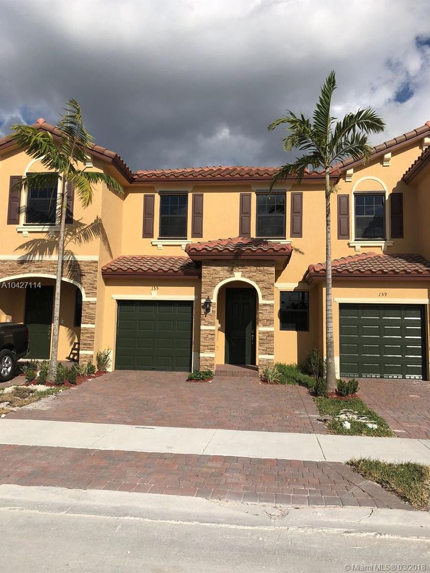 Brand New 3/2.5 Townhouse located in a great community in Homestead, Stainless steel appliances!!! A must see