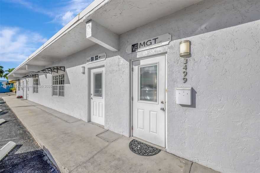 Best location in Oakland Park's New Redevelopment Area ! Restaurants & Art Galleries are opening all around this 4 bay renovated property with almost  4700 sq.ft. building ! Dollars per sq. are under $300.00 !.Parking for up to 14 vehicles, Plus there are garages in back of all 4 bays with city road access. Concrete ceilings, lends itself to adding another floor of work & living townhomes, which the city of Oakland Park is encouraging. The almost 8000 Sq. Ft. corner lot has fantastic exposure to everything.in the downtown area. Rents are under market, & are month to month ranging from $1700-$2500. The Brightline stop will be here soon. Let you imagination go wild & dream up your new commercial business, Priced to MOVE NOW.!