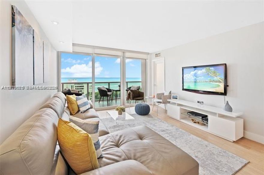 This furnished charming apartment offers breathtaking panoramic ocean views from every room and is a perfect blend of comfort and modern style. Southeast facing balcony, with access from every room. You are directly across an amazing beach and steps from Haulover park. Minutes away are Oleta State park and a variety of dining and shopping options in Bal Harbor, Aventura and Sunny Isles. Range of exclusive building amenities: heated pool, hot tub, gym, sauna, game room, tennis courts, valet, 24/7 valet parking, and restaurant in building. Rental includes one parking spot and all utilities except electric. The apartment comes fully furnished with all new high-end items. Please request a video.