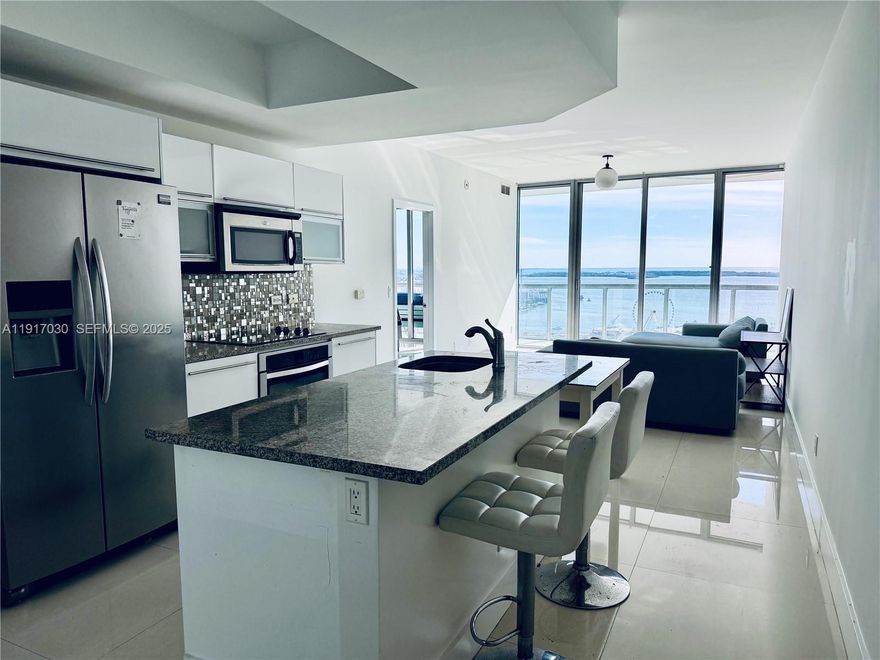 Large 2/2 in the heart of Downtown! Get sun all day with incredible sweeping south-east facing views of the bay & skyline - Truly the best view Miami has to offer! Marina Blue is a full amenity building offering a 24 hr doorman, valet free of charge to residents, a lobby that constantly showcases different works of art, gym, pool, spa, BBQ, & a full size sand volleyball court. Walk across the street to watch the Heat play, or your favorite artist perform at the Kaseya Center. Museum park is just steps away as well where you can spend the day at Frost Science Museum or Perez Art Museum. Enjoy Miami's newest outdoor shopping center, One World Center, just 1 block away! 10 Minutes to South Beach, Brickell, Wynwood, & Midtown, you are in the center of it all!