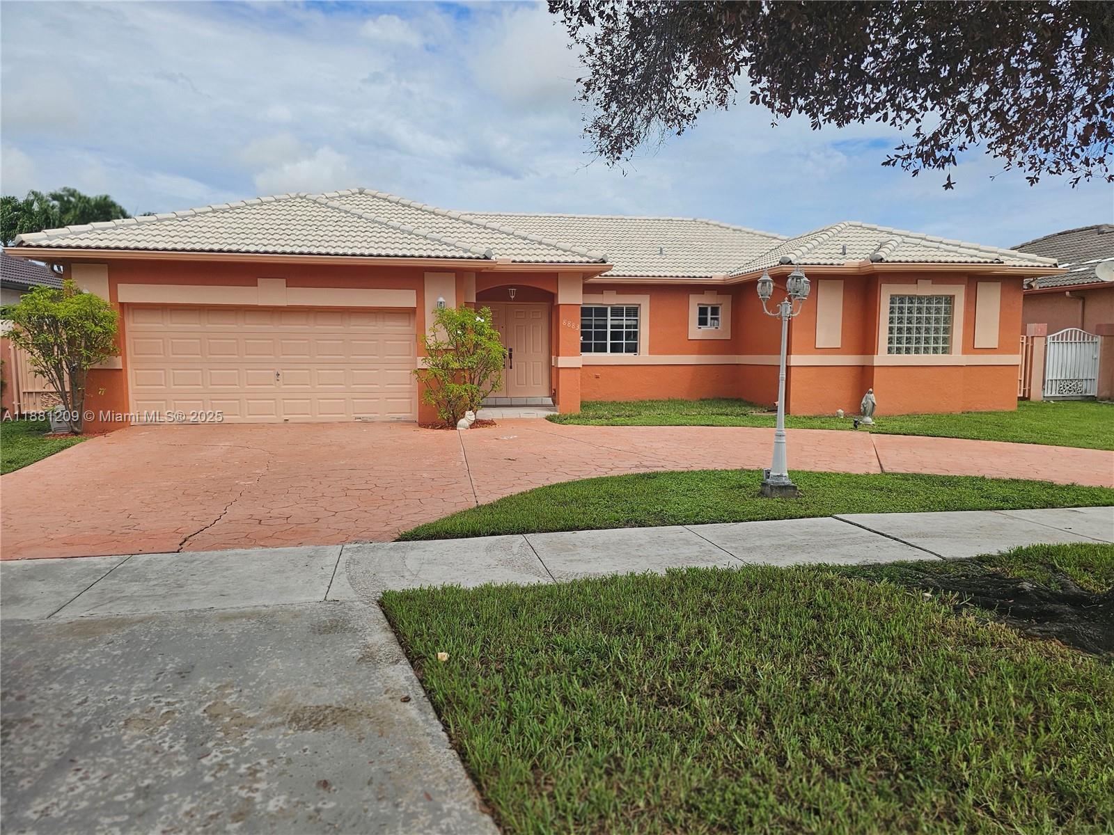 Priced to sell single family home with 3 bedrooms 2 baths, tile floors throughout, 2 car garage plus roofed patio. Nice size lot with room for a pool, no HOA. Vaulted ceilings, open and spacious floor plan, freshly painted inside.
