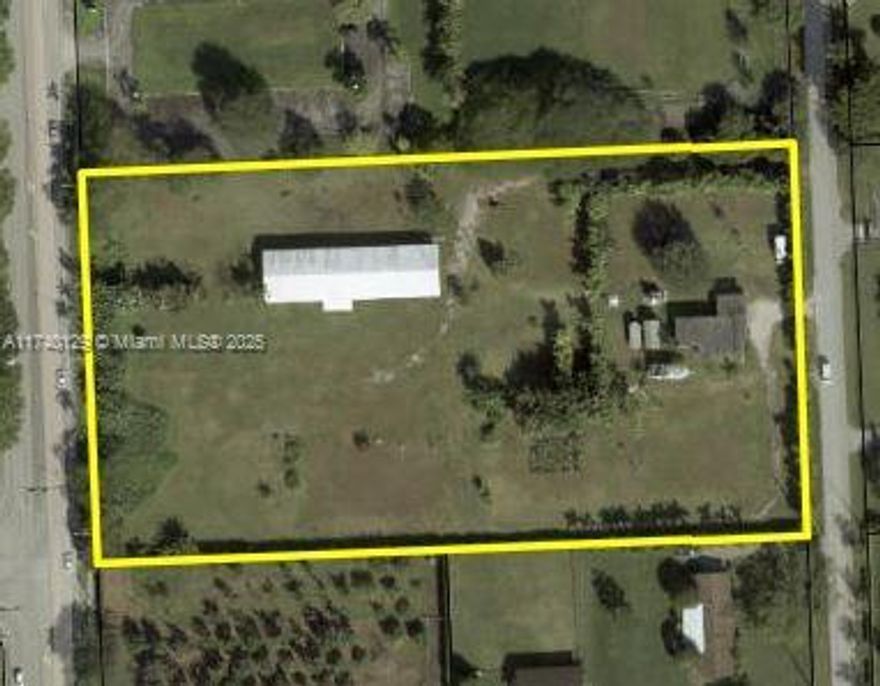Don't miss this rare opportunity to own 4.55 acres in the highly desirable Horse Country—an idyllic rural retreat offering unparalleled access to both serene country living and the conveniences of urban life in Miami-Dade County! This property features a 2-bedroom, 1-bathroom single-family home with a spacious den that could serve as a third bedroom, perfect for remodeling, expansion, or development. It also includes a 16-stall horse stable with a 7-year-old roof, plus additional living quarters and bathrooms. The existing home provides financing options for single-family use, with endless potential for equestrian facilities, an estate, a mansion, or multi-use development according to local zoning regulations.