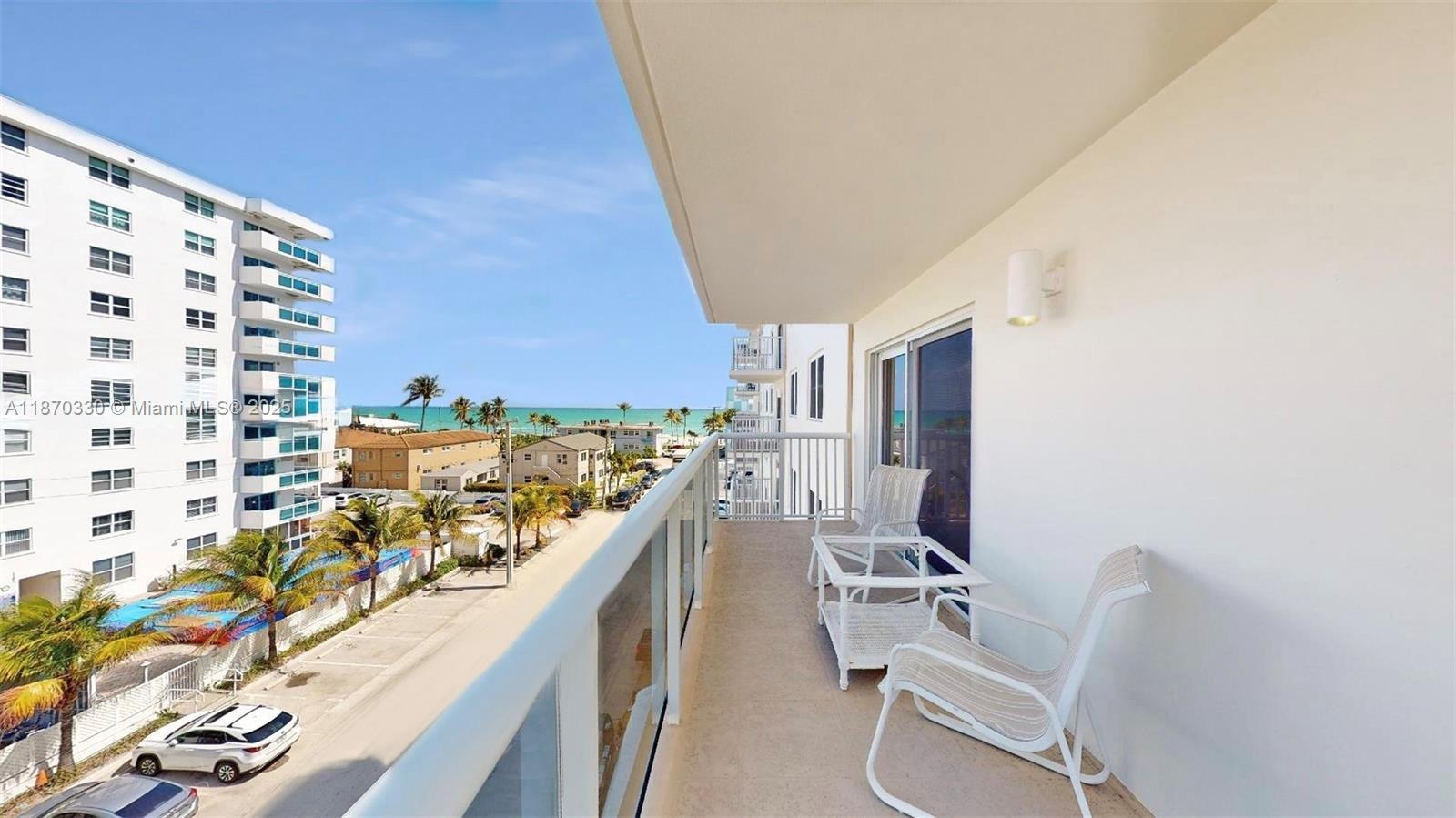 Spacious 2/2 corner unit offering the largest floor plan in the building! Enjoy a wrap-around balcony with stunning views of the ocean and Intracoastal. Perfectly situated in the heart of Hollywood Beach, just a mile from Margaritaville and the world-famous boardwalk with endless restaurants, shops, and entertainment. This unique building has already completed its 50-year re-certification and boasts major upgrades including a new roof, updated plumbing and electrical, impact windows and doors—all with no special assessments. A rare find in one of Hollywood Beach’s most desirable communities!