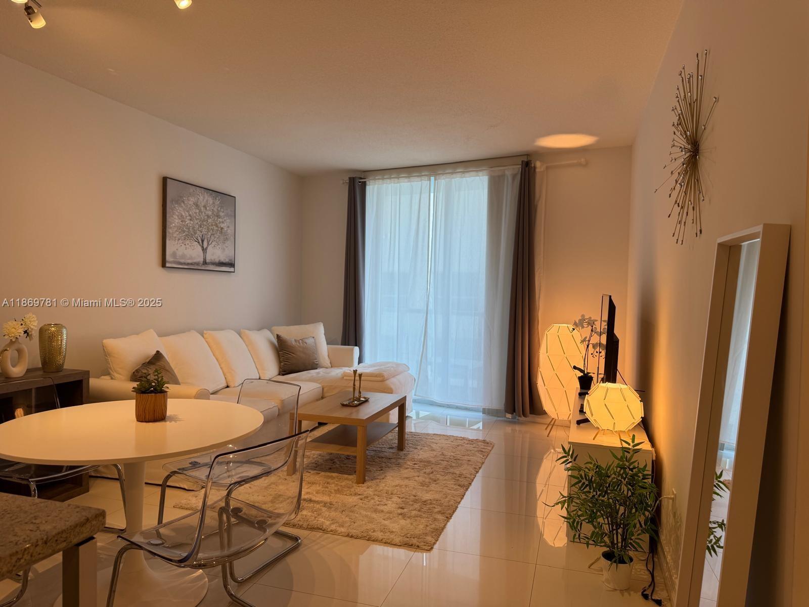 Welcome to Latitude on the River! This furnished 1-bedroom, 1-bath condo on the 28th floor is offered with all furniture included, making it truly move-in ready or rental-ready for investors. The open layout features tile floors, floor-to-ceiling windows, and a dedicated office nook. The bedroom has a walk-in closet, while the bathroom offers a soaking tub/shower and updated vanity. An in-unit washer/dryer and private balcony provide comfort and sweeping skyline views. Building amenities include a two-level gym overlooking the Miami River, sauna, theater, and resident lounge. The resort-style pool is under renovation and not available at this time. Prime location—just minutes from Brickell City Centre, the Riverwalk, dining, and nightlife, with American Social downstairs.