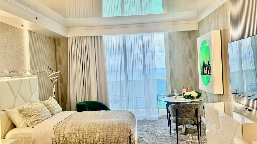 PRIME LOCATION* Fully Renovated in 2024, this Oceanview Deluxe Studio (551 sqft.) at Trump International Hotel unit 2512 In Sunny isles Beach!
Offers Luxury, Comfort & Unbeatable views. The unit features 2 New Queen Beds, Italian furnishings, a Spacious full bath & a Private Balcony overlooking the Ocean. Enjoy Wet Bar and a modern white kitchenette with Nescafé coffee station, 65-inch TV, premium linens, blackout shades & Elegant lighting throughout. The Resort provides access to Spa, Pools, Gym, Beach services, dining options & valet parking. 
Walk to Top Restaurants, Shops & Entertainment. A turnkey Oceanfront Gem—Perfect for Personal use or Investment. ARNBN -STR-02900.