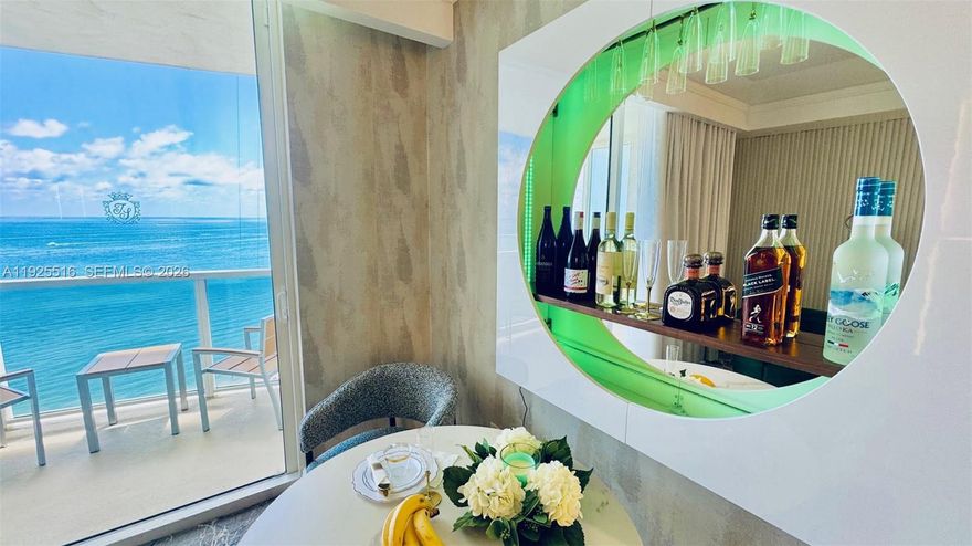 PRIME LOCATION* Fully Renovated in 2024, this Oceanview Deluxe Studio (551 sqft.) at Trump International Hotel unit 2512 In Sunny isles Beach!
Offers Luxury, Comfort & Unbeatable views. The unit features 2 New Queen Beds, Italian furnishings, a Spacious full bath & a Private Balcony overlooking the Ocean. Enjoy Wet Bar and a modern white kitchenette with Nescafé coffee station, 65-inch TV, premium linens, blackout shades & Elegant lighting throughout. The Resort provides access to Spa, Pools, Gym, Beach services, dining options & valet parking. Walk to Top Restaurants, Shops & Entertainment. A turnkey Oceanfront Gem—Perfect for Personal use or Investment. ARNBN -STR-02900.