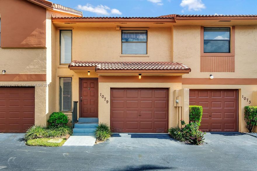 Excellent opportunity to own in the heart of Pembroke Pines! This 2 bedroom townhome boasts two master bedrooms with walk-in closets, vaulted ceilings, master balcony, fenced back patio, open kitchen/living space and 1 car garage. Perfect buy for first time homeowners and investors alike as there are no rental restrictions.