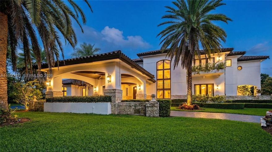 Elegant Mediterranean estate on a prime corner lot in Coral Gables, offering 8,956 SF of living space on an expansive 43,732 SF lot with three separate entrances for ultimate privacy and convenience. This impressive residence features 7 bedrooms, 8 full bathrooms, and 3 half baths, along with a private office and a dedicated bar room designed for entertaining. Grand interiors are highlighted by soaring ceilings, a sweeping staircase, and expansive living areas, including two formal dining rooms. The primary suite is a true retreat, spanning approximately 1,300 SF with dual walk-in closets and a private balcony overlooking the pool and lush grounds.
Designed for seamless indoor-outdoor living, the home offers a stunning 180-degree covered terrace, a spacious backyard with a resort-style pool, and a gazebo complete with two bathrooms and a BBQ area—perfect for entertaining at scale. Additional features include a 4-car garage and timeless Mediterranean architecture throughout. A rare opportunity in one of Coral Gables’ most prestigious settings.