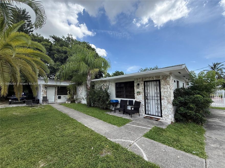 Beautiful newly renovated multi family unit! Gross rent of $5,050. One unit of 3/2 and one of 2/1. Nicely renovated units with new custom wood cabinetry Kitchens and full quartz backsplash. Stainless steel appliances, dining room, large family room, master bedroom, new bathrooms and laundry hook up. Brand new 24x48 porcelain floors. Freshly painted, three year old roof with new central A/Cs in rear unit. Close to I-95, 112 and Miami International Airport. Long term tenants. Yearly leases. Quiet street. Must see!