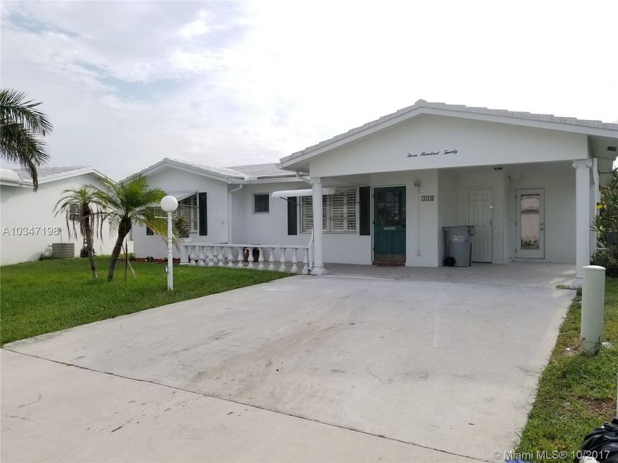 Beautifully updated home 2 bedroom with 2 bathrooms.  New kitchen, never been used.  18 inch tile floor throughout the home.  Plantation shutters in most rooms.  Nice community with 2 pools, clubhouse.  Includes free golf on their 9 hole walking course.  Close to I95, beaches, restaurants and shopping.   One tenant must be over 55. Home has a carport and inside laundry room.