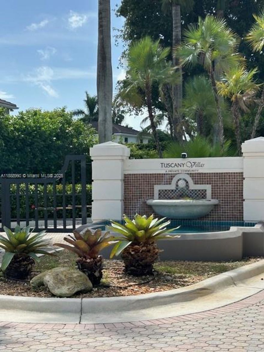 Wonderfully secluded, gated community only minutes away from all the action!  This 3BD/3BA duplex-style townhouse in the gated Tuscany Estates & Villas community (just 34 homes total) blends the privacy of a single-family residence with the ease of low-maintenance living. With 2,211 SF, two balconies, a brick-paved patio, and parking for up to 6 cars, including a 2-car garage, you’ll have plenty of space to entertain, relax, and grow. Modern upgrades include accordion shutters, updated Kitchen and most appliances, a RING system, securing cameras, and a 2020 roof.  The HOA fees cover all exterior upkeep and insurance, including the roof, — so you can focus on enjoying life.  Welcome home to comfort, security, and style in the in north Palmetto Bay.  Mandatory Association.