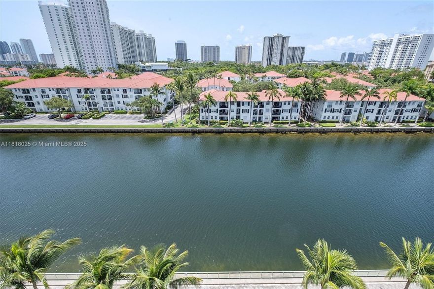 Contemporary two bedroom, two bathroom with additional den/bedroom/office. Enjoy amazing water views of the intracoastal, Aventura & Sunny isles skyline from the large balcony suitable for entertaining & savoring the ocean breeze. The expansive unit encompasses over 1,700 SF of living space. Split bedroom design and an open-concept kitchen/living area. The high ceiling unit is equipped with floor to ceiling hurricane impact windows & sliding doors that bring plenty of natural light. Enjoy building amenities such as a brand-new gym, an inviting pool & hot tub located by the waterway, conference room, BBQ area & EV charging stations. 2 covered parking spaces. Great location minutes away from shopping centers & services. Peace park & AVENTURA CHARTER ELEMENTARY are right next door