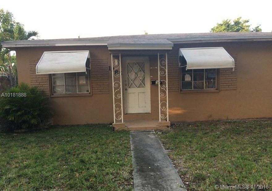 Multiple offer situation ending on Monday November 21/2016 at 10:00 pm. 3 bedroom and 1 bathroom cute house centrally located in North Miami, This house needs some repairs but has great potential for a first time home buyer, big patio, tile floors throughout. Please read attachments prior presenting an offer.