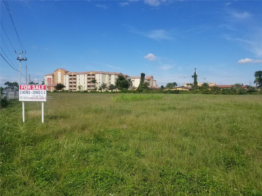Premier Properties  as exclusive listing agent is pleased to offer for sale a unique cleared 2.048 acre parcel in Hialeah, Florida on the extremely busy Okeechobee Blvd. Hialeah City is currently one of the largest employers in Miami Dade County. Predominantly Hispanic, Hialeah residents have assimilated their cultural heritage and traditions into a hard-working, diverse community proud of its ethnicity, as well as its family oriented neighborhoods. The current 2.048 acre parcel is zoned C-3 (Extended liberal commercial district), so almost all commercial uses may be obtained through variance. Also, C1 and C2 uses are applicable through the current C-3 zoning. As per the Hialeah zoning department there are a couple zoning changes that can be made.