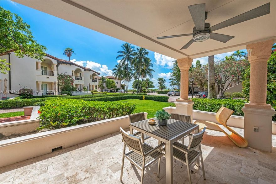 Live the Fisher Island lifestyle in this exceptional fully furnished, renovated ground-floor Seaside Villa. Features included: 1 bed, 1 bath, marble floors throughout, renovated kitchen and bathrooms, impact glass doors, and an expansive terrace perfect for entertaining.