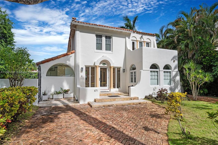 Grand residence in the heart of guard-gated Morningside, set on an oversized 10,038 SF lot just one block from the bay! This Mediterranean beauty was remodeled to perfection, offering 3 BD & 2.5 BA + 1/1 guest house. Boasting sophisticated interiors, a chic great room with fireplace, gleaming wood floors, a white & light eat-in kitchen with breakfast nook & wine fridge, & spacious bedrooms including the primary with sitting area & gorgeous bathrooms. Outside enjoy a covered patio, stunning pool, spa, outdoor shower, & summer kitchen. The guest house features a bedroom & bathroom, living room, kitchenette, ample storage, & central A/C. Perfect for extended family & overnight guests! Close to top schools: Cushman & Miami Country Day. 15 mins to MIA Airport!