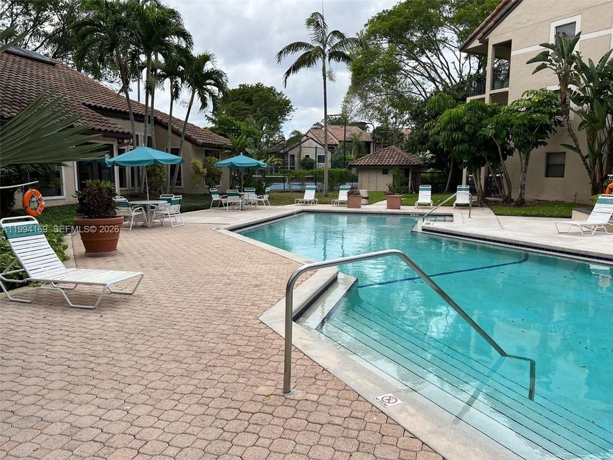 Beautiful apartment at Gated Community named "Palm Aire Gardens". Security 24/7. Pool area. Spa. Tennis courts. Gim. Club house. Great location close to major highways and Fort Lauderdale Executive Airport. LAUNDRY ROOM WITH WASHER DRYER IN UNIT. Walk in closet in bedroom. Nice balcony with a view. Water is included in the rent. One assigned parking space. Guest parking.