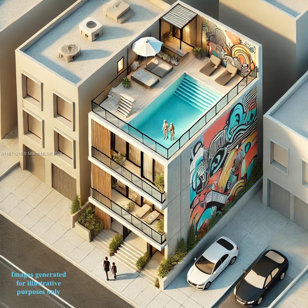 Don't miss this opportunity in Wynwood Norte, this prime investment T-4R property with NRD-2 Zoning Overlay presents an exceptional chance to build up to 16 units as of right, without parking requirements. Currently we have two units 2/1 each, recently renovated and rented. An additional structure can be converted into an efficiency as well. Collect $$$ rent when you are waiting for your project to be approved. Strategically located near Wynwood, Midtown, Design District and flanked by the I-95 and I-195. Layouts are for illustration purposes only.