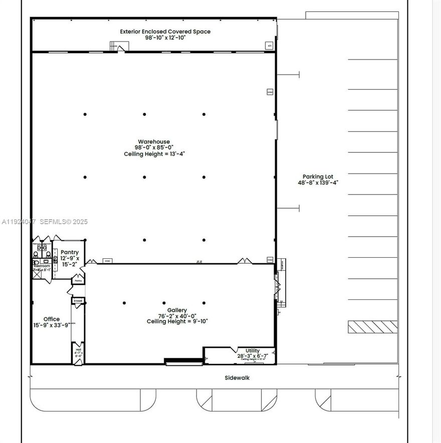 Approximately 18 parking spaces and one dock-high loading bay are available on site. The property is situated on 29th Street, a key gateway into Wynwood—one of Miami’s most iconic and vibrant neighborhoods. The space can be divided into a gallery/showroom area and a warehouse area. Warehouse size is approximately 8346 sqft. 
Zoned D1 under the Miami-21 zoning code, the property is ideally suited for a high-end furniture showroom with on-site manufacturing or a similar user seeking to leverage the existing showroom and warehouse configuration.