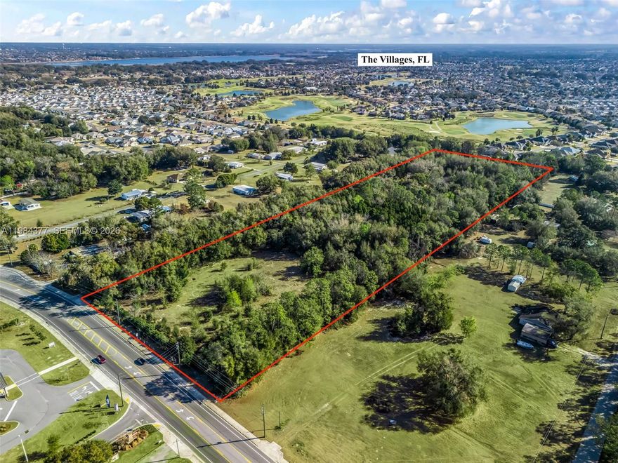 10± acre strategic corridor opportunity located on E County Road 462 in Wildwood, positioned within one of the most actively expanding growth corridors serving The Villages and surrounding communities. Featuring approximately 300 feet of frontage with strong visibility and consistent daily traffic flow, this site sits directly in the path of continued residential and commercial expansion. Surrounding properties along CR 462 have undergone successful rezoning and redevelopment, signaling a clear transition from rural to higher-intensity uses. Water and sewer utilities are available in close proximity to the site, further supporting the area’s ongoing development trajectory. This property presents a compelling long-term land position for investors or developers seeking to participate in the corridor’s evolution. Currently zoned RR (Rural Residential). Any higher-density residential, mixed-use, or commercial development will require rezoning and approval by the appropriate governing authority. Buyer to conduct all due diligence regarding zoning, future land use, utilities, access, and development feasibility, and the owner will allow a reasonable due diligence period. An existing residential structure is located on the property and conveys. Property is offered as-is. Seller will not pursue rezoning or development entitlements.