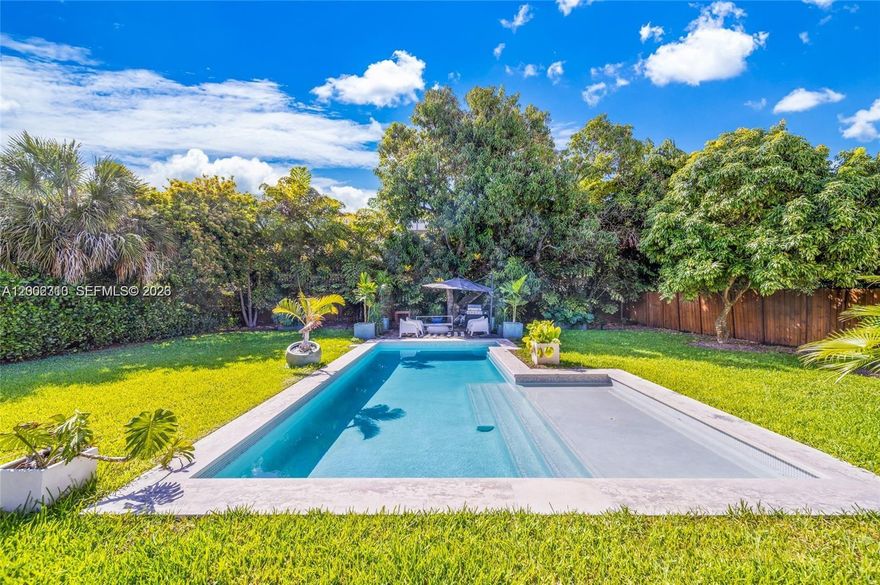 Completely renovated in 2023, this like new residence has been thoughtfully redesigned from floor to ceiling with all new finishes and furnishings. Situated on an expansive lot, this fully furnished home offers an exceptional rental opportunity in a prime location just minutes from Brickell, Coconut Grove, Coral Gables, and surrounding areas.

This custom designed 3-bedroom, 2-bathroom home spans 1,958 square feet and features a spacious open concept layout. The interior includes a family room, formal dining area overlooking the backyard, and a modern kitchen equipped with updated finishes and appliances. The split bedroom floor plan provides added privacy, while both bathrooms have been fully remodeled with contemporary design.

The outdoor space is equally impressive, featuring a large backyard with a newly built custom pool, covered patio, and multiple seating areas, along with ample green space for relaxation and entertaining.

Offered fully furnished with high-end pieces throughout, the home also includes a surround sound system both indoors and outdoors. Pool and landscaping maintenance are included in the rental price for added convenience.