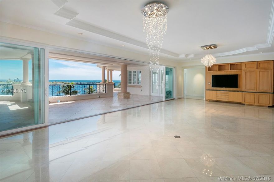 This spectacular residence in Villa Del Mare features an expansive 2,000 SF wrap-around terrace & unobstructed city, Govt. Cut, Ocean & sunrise views. This home sports fine marble floors boasting 4,590 SF of spacious living/dining areas & family room all w/stunning ocean views. Chefs’ kitchen w/granite center island & eat-in seating, top the line appliances & separate breakfast area. The master suite features terrace access w/ city & ocean views & separate his & her master baths. His master bath w/walk-in closet, glass/marble rain shower & hers master bath w/walk-in closet & spa tub. The other 2 bedrooms are each spacious w/ full en-suite baths. The wrap-around terrace made to entertain & relax while enjoying Government Cut & sunrises over views the Ocean complete this amazing unit.