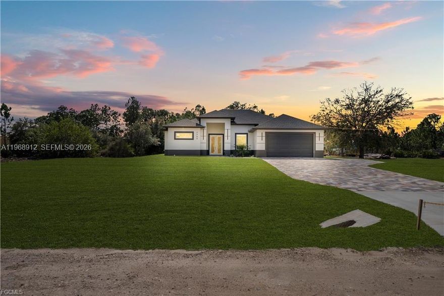 Situated on an expansive 1.25-acre lot, this one-of-a-kind property offers true freedom and space—ideal for parking multiple vehicles, planting trees, creating your own outdoor retreat, or even raising animals. A rare opportunity in the area, this single-family home stands out as one of the few properties of its kind, combining land, privacy, and modern living in a growing location.
The residence features 3 spacious bedrooms plus a dedicated office/den, 2 modern bathrooms, and a functional layout designed for comfort and everyday living. The primary suite offers a spa-like bathroom with two showers and a separate bathtub, providing both convenience and luxury. Built with quality and peace of mind, the home includes hurricane-impact windows and doors throughout, premium finishes, and a 2-car garage.
This is a turnkey home delivering the perfect blend of acreage, style, and durability—ideal for buyers seeking space, flexibility, and long-term value on Florida’s Gulf Coast. Schedule your private showing today and experience the potential of this exceptional property.